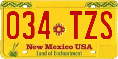 NM license plate 034TZS