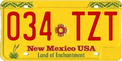 NM license plate 034TZT