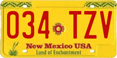 NM license plate 034TZV