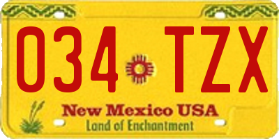 NM license plate 034TZX