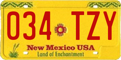 NM license plate 034TZY