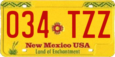 NM license plate 034TZZ