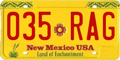 NM license plate 035RAG