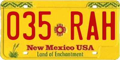 NM license plate 035RAH