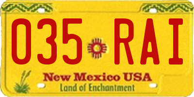 NM license plate 035RAI