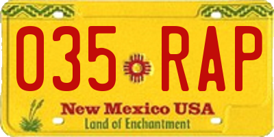 NM license plate 035RAP