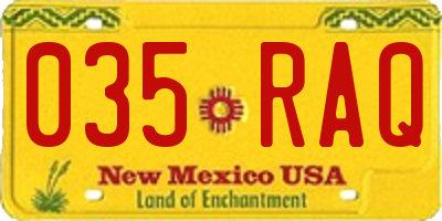 NM license plate 035RAQ