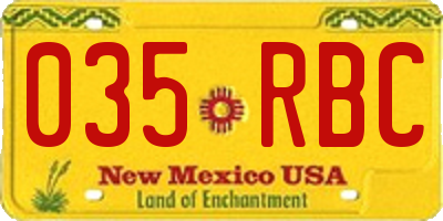 NM license plate 035RBC
