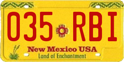 NM license plate 035RBI