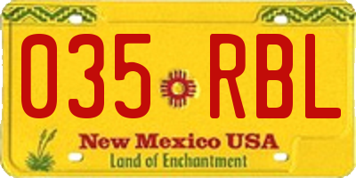 NM license plate 035RBL