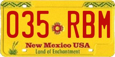 NM license plate 035RBM