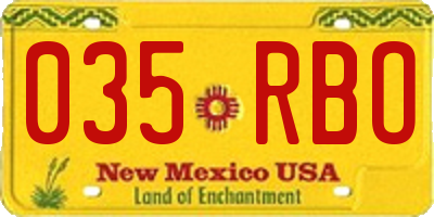 NM license plate 035RBO