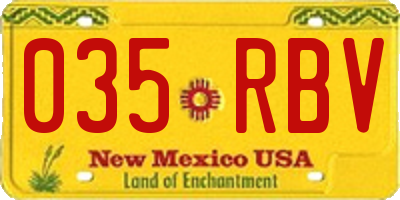 NM license plate 035RBV