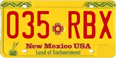 NM license plate 035RBX