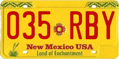 NM license plate 035RBY