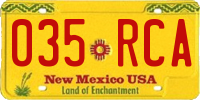 NM license plate 035RCA