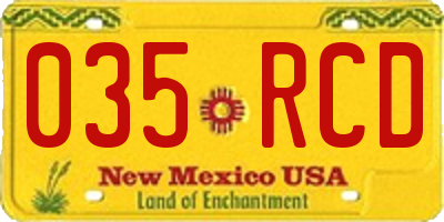NM license plate 035RCD