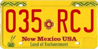 NM license plate 035RCJ