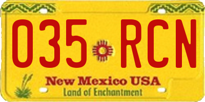 NM license plate 035RCN