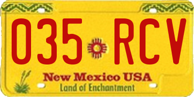 NM license plate 035RCV