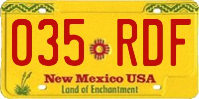 NM license plate 035RDF
