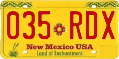 NM license plate 035RDX