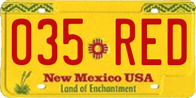 NM license plate 035RED