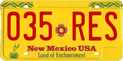NM license plate 035RES