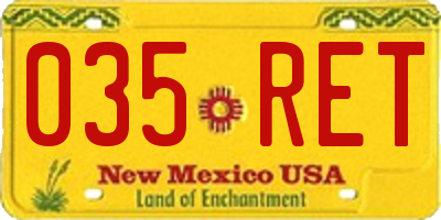 NM license plate 035RET