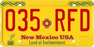 NM license plate 035RFD