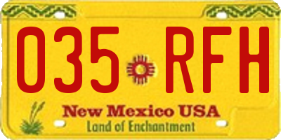 NM license plate 035RFH