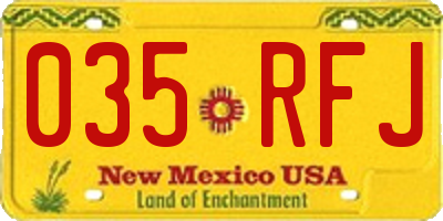 NM license plate 035RFJ
