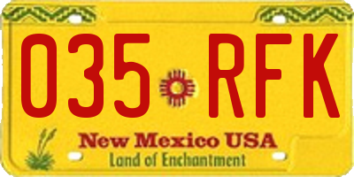 NM license plate 035RFK