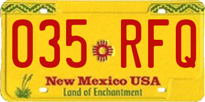 NM license plate 035RFQ