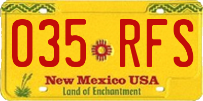 NM license plate 035RFS