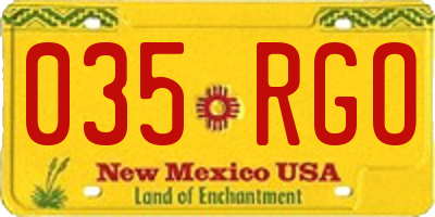 NM license plate 035RGO