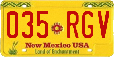 NM license plate 035RGV