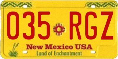 NM license plate 035RGZ