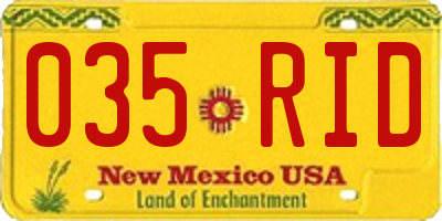 NM license plate 035RID