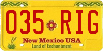 NM license plate 035RIG