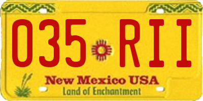 NM license plate 035RII