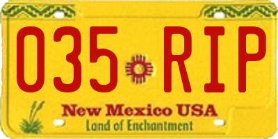 NM license plate 035RIP