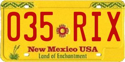 NM license plate 035RIX