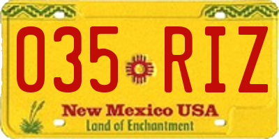 NM license plate 035RIZ