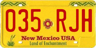 NM license plate 035RJH