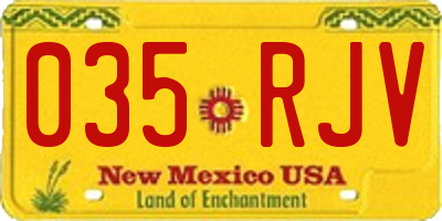 NM license plate 035RJV