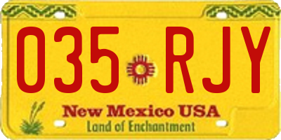 NM license plate 035RJY
