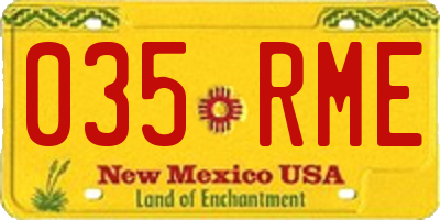 NM license plate 035RME