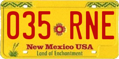 NM license plate 035RNE
