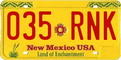 NM license plate 035RNK